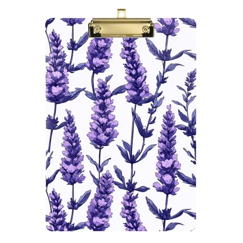 Klemmbrett mit Blumenmuster, Lavendelfeld, Violett, aus Kunststoff, für Ingenieure, Krankenpflege, Schule, 31,8 x 33 cm von famyily