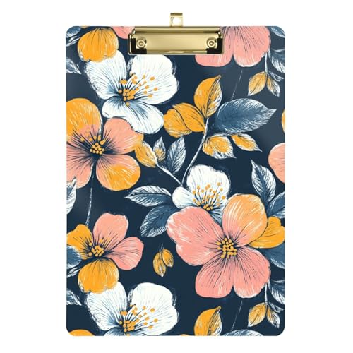 Klemmbrett mit Blumenmuster, bunte Blüten, dunkle Größe, Klemmbrett, Acryl-Klemmbretter, Büroklammerbrett für Ernährungsberater, Zahnärzte, 31,8 x 53,3 cm von famyily