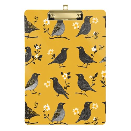 Klemmbrett mit Cartoon-Motiv, europäische Stare, goldfarben, Still-Klemmbrett, Kunststoff-Klemmbretter, Notiz-Klemmbrett für Tierärzte, Baustelle, 31,8 x 88,9 cm von famyily