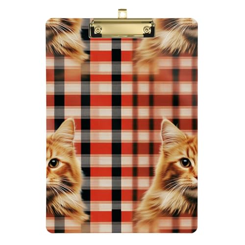 Klemmbrett mit Katzenbüffel-Muster, Metall, für Kinder, Büro, 31,8 x 22,9 cm, Rot kariert Klemmbrett mit Katzenbüffel-Muster, Metall, für Kinder, Büro, 31,8 x 22,9 cm, Rot kariert von famyily