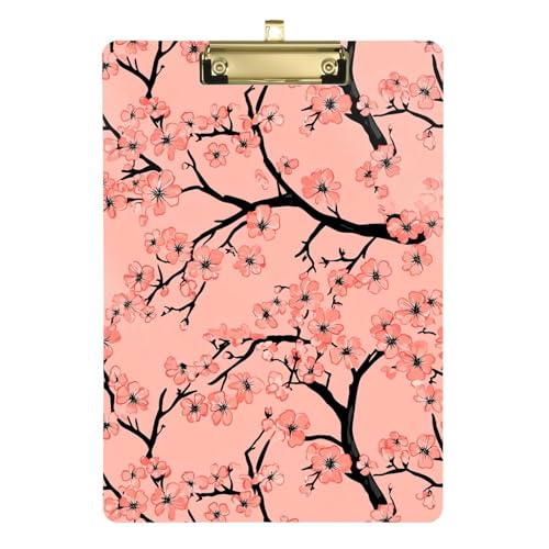 Klemmbrett mit Kirschblütenzweigen, Kunststoff, legale Größe, Klemmbrett, Bild-Clipboards, Cliperboard für Inspektoren, Büro, 31,8 x 58,4 cm, Rosa von famyily