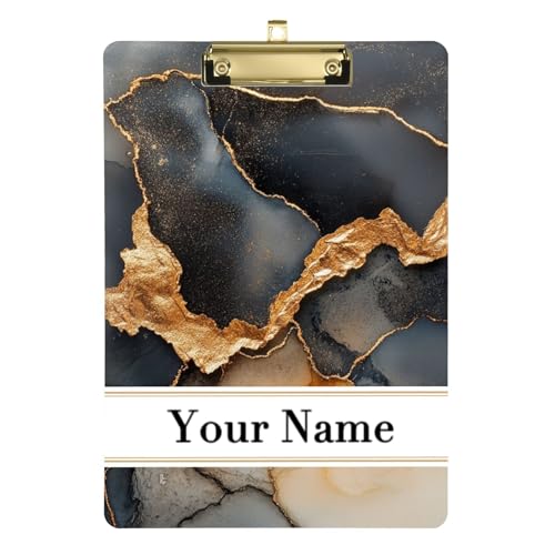Klemmbrett mit Marmor-Motiv, schwarz, gold, legale Größe, coole Klemmbretter, Büroklammerbrett für Krankenschwestern, Arbeit, 31,8 x 22,9 cm von famyily