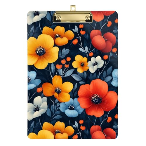 Klemmbrett mit lebendigen Blumen, gelb-blau, legale Größe, Metall, Papierarbeiten, Klemmbrett für Klassenzimmer für Tierärzte, Auto, 31,8 x 45,7 cm von famyily