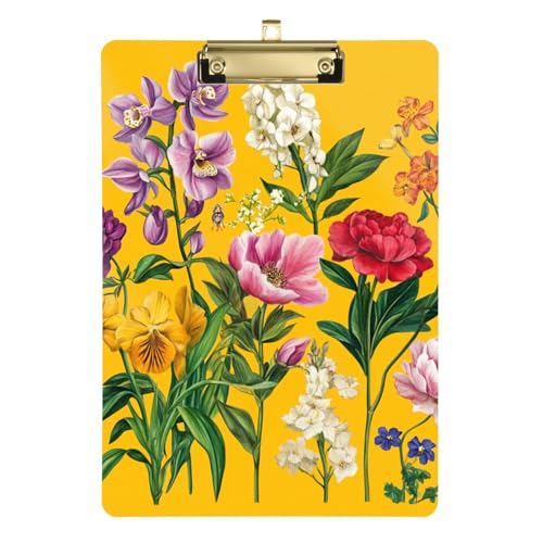 Klemmbretter mit Orchideenpfingstrosen, Gelb, Kunststoff-Klemmbretter, Klemmbrett, Notizblock für Beinbesprechungen, 31,8 x 22,9 cm Klemmbretter mit Orchideenpfingstrosen, Gelb, Kunststoff-Klemmbretter, Klemmbrett, Notizblock für Beinbesprechungen, 31,8 x 22,9 cm von famyily