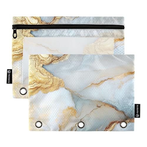 Kosmetiktasche für Ordner, Ordner mit 3 Löchern, Marmor, Weiß, Grau, goldene Ringe, für Studentenbedarf Kosmetiktasche für Ordner, Ordner mit 3 Löchern, Marmor, Weiß, Grau, goldene Ringe, für Studentenbedarf von famyily