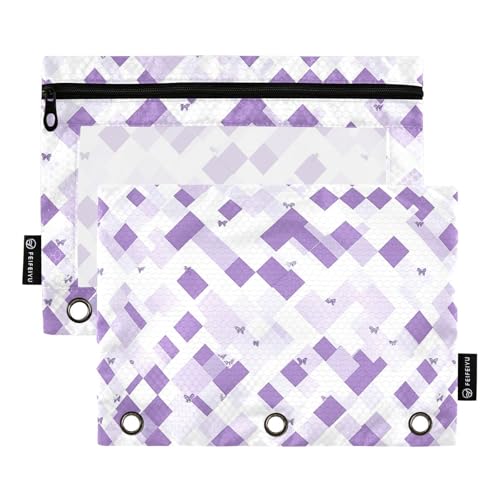 Lila Weiß Schmetterlinge Ringe Binder Pocket Binder Einlagen für Binder Ordner mit Wasserdicht für Kinder Schreibwaren Zubehör von famyily