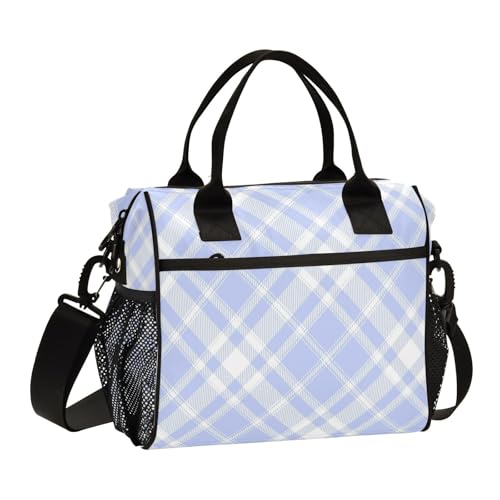 Lunchtasche für Damen, gestreift, Netzstoff, Umhängetasche, groß, mit Schultergurt, Kühltasche für Herren, Lehrer, Fitnessstudio Lunchtasche für Damen, gestreift, Netzstoff, Umhängetasche, groß, mit Schultergurt, Kühltasche für Herren, Lehrer, Fitnessstudio von famyily