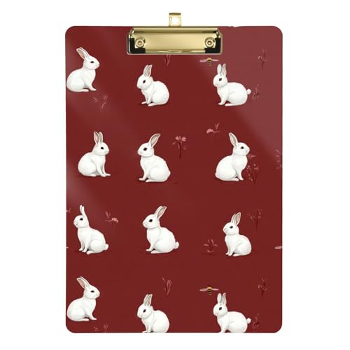Lustiges Klemmbrett mit Zwergkaninchen, legale Größe, coole Klemmbretter, flaches Klemmbrett, Loch für Polizeiticket, taktisch, 31,8 x 22,9 cm, Burgunderrot von famyily