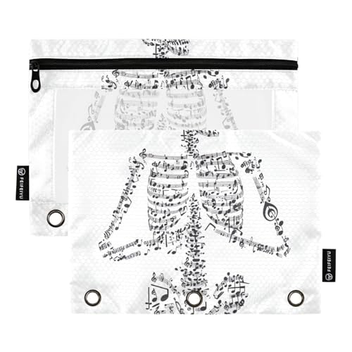 Musik-Skelett-Dekor-Bleistifttasche, Make-up-Tasche für Ordner, 3 Ringe mit drei Ringen, für Studenten, Schreibwaren, Organizer, Upplies von famyily