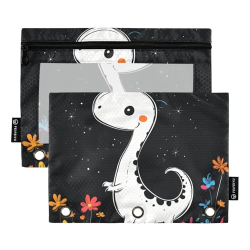 Niedliche Dinosaurier_2 Bindertaschen, 3-Loch-Tasche für Ringe, Ordner, Aufbewahrung mit 3 Löchern, für Kinder, Büro-Organizer von famyily
