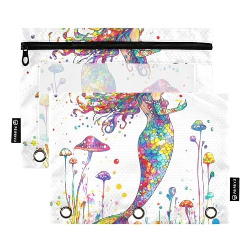 Niedliche Meerjungfrau Bunte Binder Taschenmappen Stoff Federmäppchen für Ordner 3 Ringe mit 3 Löchern für Untersuchungsbüro Organizer Niedliche Meerjungfrau Bunte Binder Taschenmappen Stoff Federmäppchen für Ordner 3 Ringe mit 3 Löchern für Untersuchungsbüro Organizer von famyily