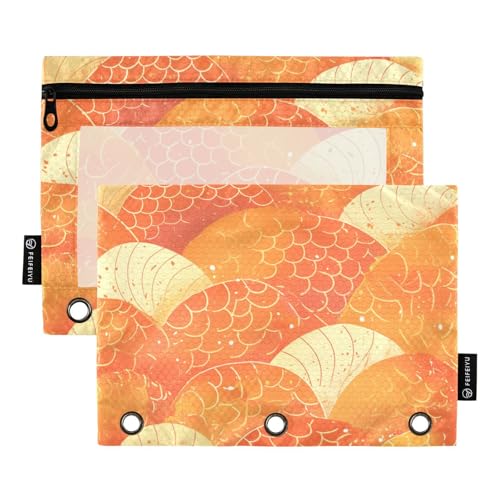 Orangefarbene Drachenschuppen, glitzernde Ringe, Make-up-Tasche für 3 Ringe, Ordner mit 3 Löchern, für Büro, Büro Orangefarbene Drachenschuppen, glitzernde Ringe, Make-up-Tasche für 3 Ringe, Ordner mit 3 Löchern, für Büro, Büro von famyily