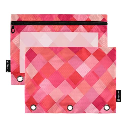 Ordner, Kosmetiktasche für Ordner, 3 Ringe mit 3 Löchern, für Schulbedarf, zartes Pink / Rot von famyily