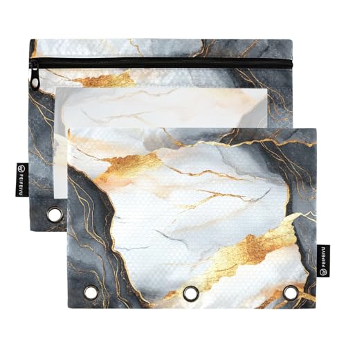 Ordnereinlagen für 3-Loch-Bindertaschen mit Ordnerlöchern, für Studenten, Büro, Organizer, Marmor, Schwarz / Weiß von famyily