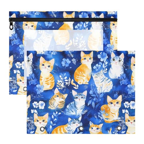Ordnertaschen, transparente Aufbewahrungstasche für A4-Papier, Briefe, 2 Stück, Studenten, Schulanfang, lustige Ragdollcats, Blau von famyily