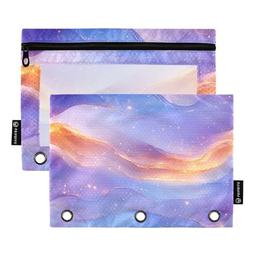 Pfirsichblau-violette Bindertasche aus Kunststoff für 3-Loch-Bindertaschen mit drei Ringen für Büro, Zuhause, Reisen, Karten, Aufbewahrungsbehälter von famyily