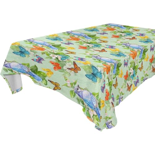 Picknick-Tischdecke mit Schmetterlingen und Vögeln, abwischbar, für Küche und Esszimmer, Halloween, 1,8 m - 2,4 m, zusammenklappbar, 1 Stück, Größe 137 x 183 cm von famyily