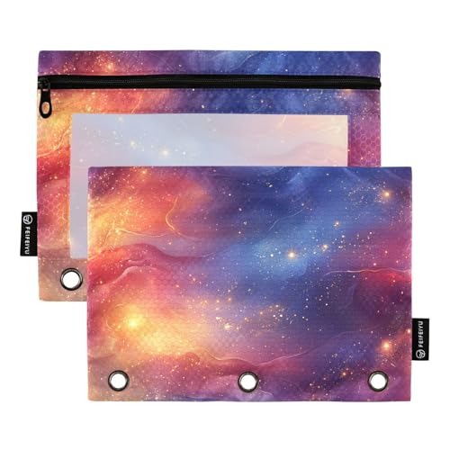 Ringbuchtaschen mit 3 Löchern für Ringbinder, Aufbewahrung mit 3 Ringen, für Schreibwaren, Rot / Blau / Violett von famyily