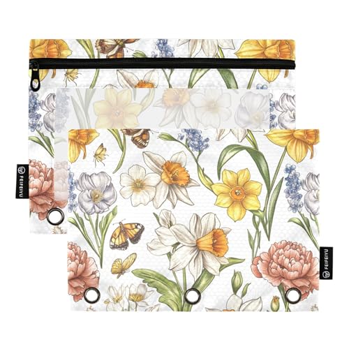 Ringordner mit 3 Löchern für Schule, Schreibwaren, Motiv: Frühlingsblumen, Pfingstrosen, Schmetterlinge, Weiß, 3 Löcher Ringordner mit 3 Löchern für Schule, Schreibwaren, Motiv: Frühlingsblumen, Pfingstrosen, Schmetterlinge, Weiß, 3 Löcher von famyily