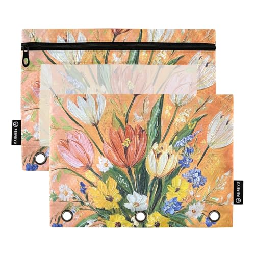 Ringordner mit Blumen-Sonnenblumen, Pfirsichfarben, drei Ringe, Organizer mit wasserdichtem Aufbewahrungsbehälter für Büro von famyily