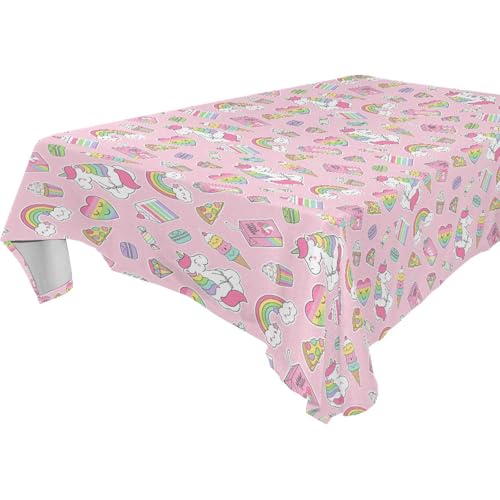 Rustikale Tischdecke mit Einhörnern, Eiscreme, abwischbar, für Küche und Esszimmer, Picknick, 1,8 m - 2,4 m, knitterfrei, Café-Tischschutz, 1 Stück, Größe 137 x 183 cm Rustikale Tischdecke mit Einhörnern, Eiscreme, abwischbar, für Küche und Esszimmer, Picknick, 1,8 m - 2,4 m, knitterfrei, Café-Tischschutz, 1 Stück, Größe 137 x 183 cm von famyily