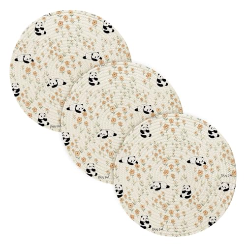Rutschfeste Untersetzer für heiße Gerichte, 38,1 cm, Baumwollgarn, Topflappen, Set für Teekanne, Hausdekoration, Cartoon, niedlicher Panda, 3 Stück Rutschfeste Untersetzer für heiße Gerichte, 38,1 cm, Baumwollgarn, Topflappen, Set für Teekanne, Hausdekoration, Cartoon, niedlicher Panda, 3 Stück von famyily