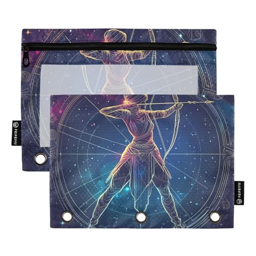 Schütze, Neon-Kunst-Bindertasche, weiches Federmäppchen für Ringe, Ordner, Organizer mit 3 Löchern, für Kinder Schütze, Neon-Kunst-Bindertasche, weiches Federmäppchen für Ringe, Ordner, Organizer mit 3 Löchern, für Kinder von famyily