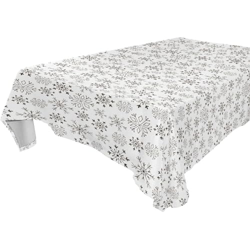 Schwarze Weihnachts-Tischdecke mit Schneeflocken-Motiv, abwischbar, für Küche und Esszimmer, Herbstdekoration, 1,8 m - 2,4 m, staubdicht, Outdoor-Picknick-Tischdecke, 1 Stück, Größe 137 x 183 cm Schwarze Weihnachts-Tischdecke mit Schneeflocken-Motiv, abwischbar, für Küche und Esszimmer, Herbstdekoration, 1,8 m - 2,4 m, staubdicht, Outdoor-Picknick-Tischdecke, 1 Stück, Größe 137 x 183 cm von famyily