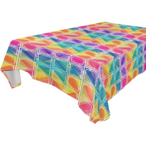 Stoff-Tischdecke mit buntem Farbverlauf, geometrischer Druck, abwischbar, für Küche und Esszimmer, Grillen, 1,8 m - 2,4 m, stabile Camping-Tischdecke, pfirsichfarben, 1 Stück, Größe 137 x 183 cm Stoff-Tischdecke mit buntem Farbverlauf, geometrischer Druck, abwischbar, für Küche und Esszimmer, Grillen, 1,8 m - 2,4 m, stabile Camping-Tischdecke, pfirsichfarben, 1 Stück, Größe 137 x 183 cm von famyily