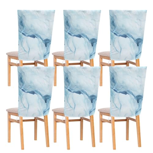 Stuhlhussen für Festivals (Ostern, Abschlussfeier usw.) Sitzbezug für Bürostuhl 6er Set Anti-Staub Esszimmerstuhl Sitzbezug Blau Abstrakte Gouache-Linien von famyily