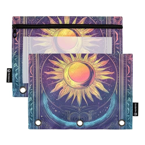 Sun Moon Tarot-Fantasie-Ringe, Bindertaschen, Kosmetiktasche für Ringe, Ordner, Aufbewahrung mit 3 Ringen für Untersuchung, Zuhause, Reisen, Karten, Aufbewahrungsbehälter von famyily