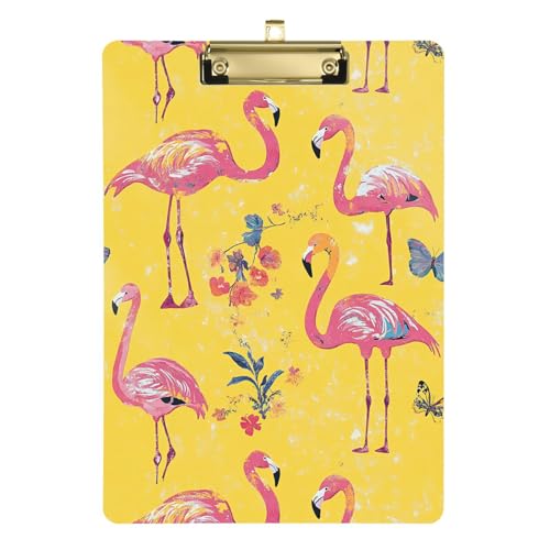 Sweet Flamingo Gelbes Kunststoff-Klemmbrett Still-Klemmbrett Klemmbretter Kunststoff-Büroklemmbrett für Ingenieur, Krankenpflege, Schule, 31,8 x 73,7 cm von famyily