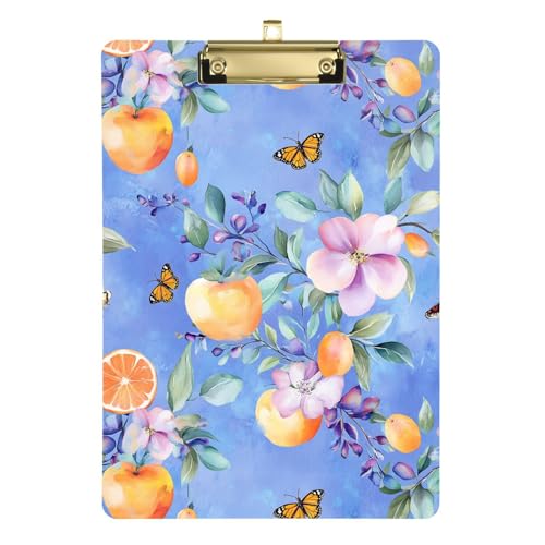 Sweet Fruit Blue Butterfly Klemmbretter, transparentes Klemmbrett, Kunststoff-Klemmbrett, Notizblock für Krankenpflege, Studenten, Baustelle, 31,8 x 22,9 cm von famyily