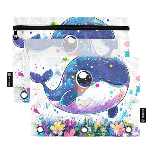 Sweet Whale Ringbuch Tasche Klar Bleistift Tasche für Ordner 3 Ringe mit 3 Löchern für Schule Aufbewahrungsbehälter von famyily