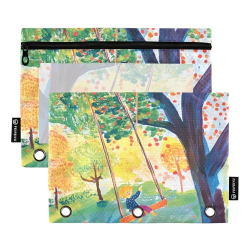 Swing Park Ringbuchtaschen, Ordner, 3 Ringe für 3 Löcher, Bindertaschen mit Reißverschluss, für Kinder, Schreibwaren, Organizer, Upplies Swing Park Ringbuchtaschen, Ordner, 3 Ringe für 3 Löcher, Bindertaschen mit Reißverschluss, für Kinder, Schreibwaren, Organizer, Upplies von famyily