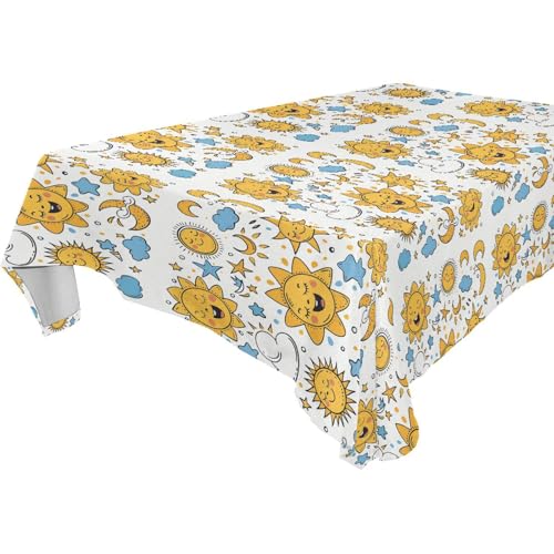 Tischdecke, Motiv: Cartoon, niedlich, gelb, abwischbar für Küche und Esszimmer, für den täglichen Gebrauch, 1,8 m - 2,4 m, waschbar, Buffet, Abendessen, Tischschutz für Esszimmer, 1 Stück, Größe 137 x Tischdecke, Motiv: Cartoon, niedlich, gelb, abwischbar für Küche und Esszimmer, für den täglichen Gebrauch, 1,8 m - 2,4 m, waschbar, Buffet, Abendessen, Tischschutz für Esszimmer, 1 Stück, Größe 137 x von famyily