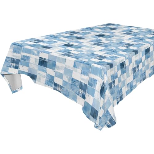 Tischdecke, wasserdicht, abwischbar, für Küche und Esszimmer, Grill, 1,8 m - 2,4 m, dekorativer Esstischschutz, 1 Stück, Größe 137 x 183 cm, Hellblau und Weiß Tischdecke, wasserdicht, abwischbar, für Küche und Esszimmer, Grill, 1,8 m - 2,4 m, dekorativer Esstischschutz, 1 Stück, Größe 137 x 183 cm, Hellblau und Weiß von famyily
