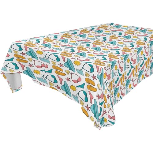 Tischdecke für den Sommer, Strand, abwaschbar, für Küche und Esszimmer, Herbstdekoration, 1,8 m - 2,4 m, passend für rechteckige Tische, 1 Stück, Größe 137 x 183 cm, Weiß Tischdecke für den Sommer, Strand, abwaschbar, für Küche und Esszimmer, Herbstdekoration, 1,8 m - 2,4 m, passend für rechteckige Tische, 1 Stück, Größe 137 x 183 cm, Weiß von famyily