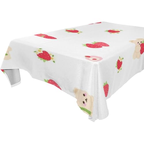 Tischdecke mit Cartoon-Motiv "Weißer Bär und Erdbeere", abwischbar, für Küche und Esszimmer, Hochzeit, 1,8 m - 2,4 m, wiederverwendbar, Halloween, transparent, 1 Stück, Größe 137 x 183 cm Tischdecke mit Cartoon-Motiv "Weißer Bär und Erdbeere", abwischbar, für Küche und Esszimmer, Hochzeit, 1,8 m - 2,4 m, wiederverwendbar, Halloween, transparent, 1 Stück, Größe 137 x 183 cm von famyily