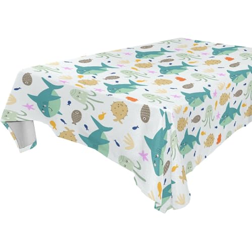 Tischdecke mit Unterwasser-Muster, Haie, hawaiianischer Fisch, abwaschbar, für Küche und Esszimmer, Herbstdekoration, 1,8 m - 2,4 m, zusammenklappbar, 1 Stück, Größe 137 x 183 cm Tischdecke mit Unterwasser-Muster, Haie, hawaiianischer Fisch, abwaschbar, für Küche und Esszimmer, Herbstdekoration, 1,8 m - 2,4 m, zusammenklappbar, 1 Stück, Größe 137 x 183 cm von famyily
