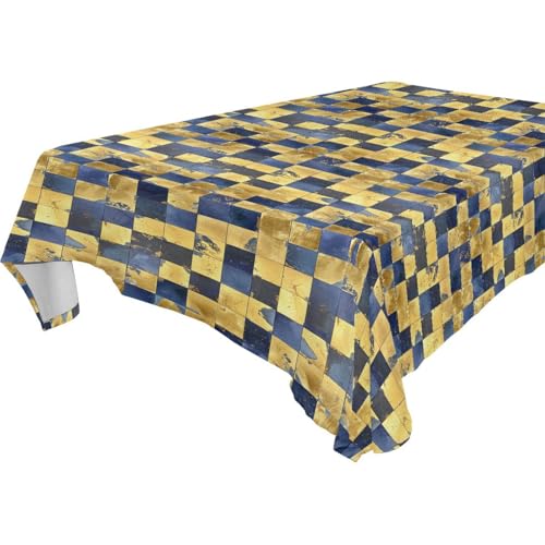 Tischdecke mit blau-goldenem Karomuster, staubblau, abwischbar, für Küche und Esszimmer, Bankett, 1,8 m - 2,4 m, auslaufsicher, Grillabdeckung für Tisch, 1 Stück, Größe 137 x 183 cm Tischdecke mit blau-goldenem Karomuster, staubblau, abwischbar, für Küche und Esszimmer, Bankett, 1,8 m - 2,4 m, auslaufsicher, Grillabdeckung für Tisch, 1 Stück, Größe 137 x 183 cm von famyily