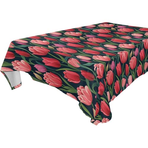Tischdecke mit roten Blumen, abwischbar, für Küche und Esszimmer, Teetisch, 1,8 m - 2,4 m, Anti-Schrumpfung, Geburtstagstischschoner für rechteckige Tische, 1 Stück, Größe 137 x 183 cm Tischdecke mit roten Blumen, abwischbar, für Küche und Esszimmer, Teetisch, 1,8 m - 2,4 m, Anti-Schrumpfung, Geburtstagstischschoner für rechteckige Tische, 1 Stück, Größe 137 x 183 cm von famyily