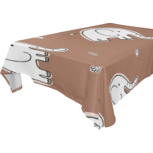 Tischdecken mit niedlichem weißem Elefant, rechteckig, abwischbar, für Küche und Esszimmer, Grill, 1,8 m - 2,4 m, schrumpffrei, für den täglichen Gebrauch, 1 Stück, Größe 137 x 183 cm Tischdecken mit niedlichem weißem Elefant, rechteckig, abwischbar, für Küche und Esszimmer, Grill, 1,8 m - 2,4 m, schrumpffrei, für den täglichen Gebrauch, 1 Stück, Größe 137 x 183 cm von famyily