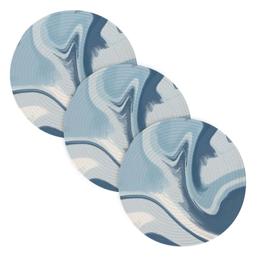 Topflappen-Untersetzer-Set für heiße Gerichte, 38,1 cm, Baumwollgarn, absorbiert Wasser, Kochunterlage für Töpfe, Löffelablage zum Kochen und Backen, blau-grauer Farbverlauf, 3 Stück Topflappen-Untersetzer-Set für heiße Gerichte, 38,1 cm, Baumwollgarn, absorbiert Wasser, Kochunterlage für Töpfe, Löffelablage zum Kochen und Backen, blau-grauer Farbverlauf, 3 Stück von famyily