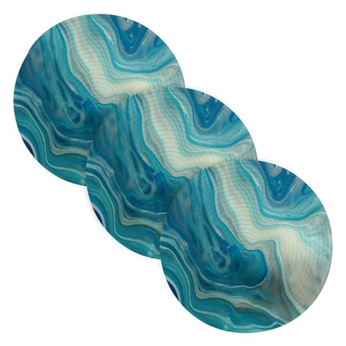Topflappen-Untersetzer-Set für heiße Gerichte, 38,1 cm, Baumwollgarn, hitzebeständig, Pad-Halter für Schmortopf, Küchenhelfer, blaue Marmor-Textur, 3 Stück Topflappen-Untersetzer-Set für heiße Gerichte, 38,1 cm, Baumwollgarn, hitzebeständig, Pad-Halter für Schmortopf, Küchenhelfer, blaue Marmor-Textur, 3 Stück von famyily