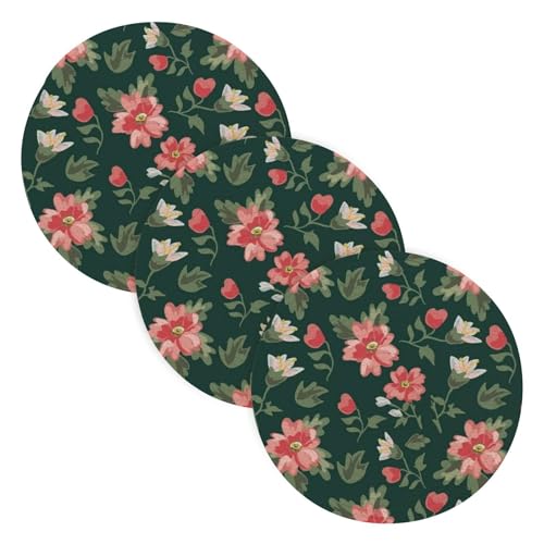 Topfuntersetzer-Set für heiße Töpfe und Pfannen, 38,1 cm, Baumwollgarn, Topflappen, Halter für Schüssel, Teller, Halter, Vintage-Stil, Rot, Blumenmuster Topfuntersetzer-Set für heiße Töpfe und Pfannen, 38,1 cm, Baumwollgarn, Topflappen, Halter für Schüssel, Teller, Halter, Vintage-Stil, Rot, Blumenmuster von famyily