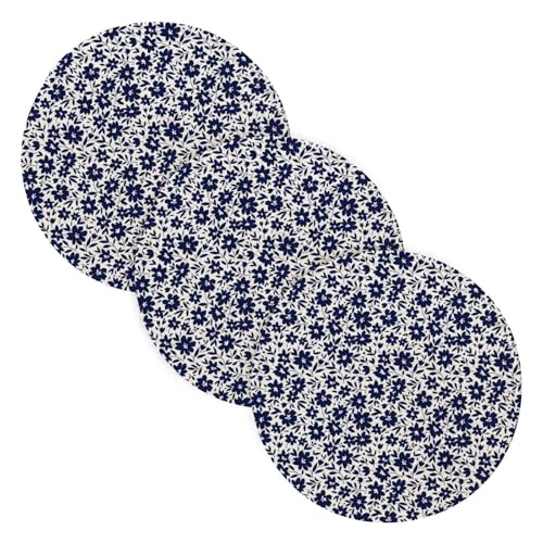 Topfuntersetzer für heiße Gerichte, 38,1 cm, Baumwollgarn, Topflappen, Set für Teekanne, Heimdekoration, blaue Blumen, 3 Stück von famyily