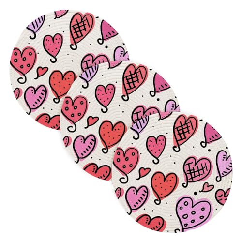 Topfuntersetzer für heiße Gerichte, 38,1 cm, Baumwollgarn, gewebt, Töpfe, Pfannen, Set Halter für Schüssel, Camper, Must Haves Cartoon, Pfirsichherz, 3 Stück Topfuntersetzer für heiße Gerichte, 38,1 cm, Baumwollgarn, gewebt, Töpfe, Pfannen, Set Halter für Schüssel, Camper, Must Haves Cartoon, Pfirsichherz, 3 Stück von famyily