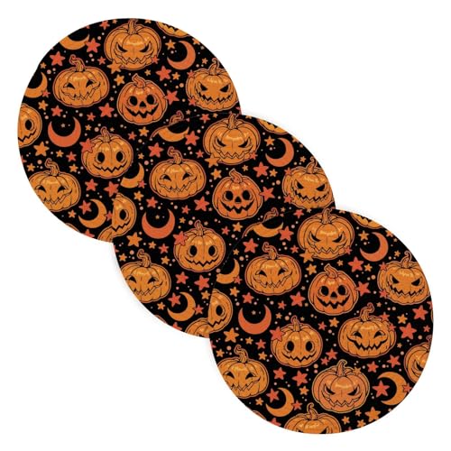 Topfuntersetzer für heiße Gerichte, 38,1 cm, Baumwollgarn, gewebt, Töpfe, Pfannen, Set Halter für heiße Töpfe, Wohnaccessoires, Halloween, gelber böser Kürbis, 3 Stück Topfuntersetzer für heiße Gerichte, 38,1 cm, Baumwollgarn, gewebt, Töpfe, Pfannen, Set Halter für heiße Töpfe, Wohnaccessoires, Halloween, gelber böser Kürbis, 3 Stück von famyily