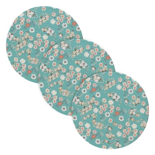 Topfuntersetzer für heiße Töpfe und Pfannen, 38,1 cm, Baumwollgarn, Geschirrhalter für Herd, Wohnaccessoires, buntes Vintage-Blumenmuster, 3 Stück Topfuntersetzer für heiße Töpfe und Pfannen, 38,1 cm, Baumwollgarn, Geschirrhalter für Herd, Wohnaccessoires, buntes Vintage-Blumenmuster, 3 Stück von famyily